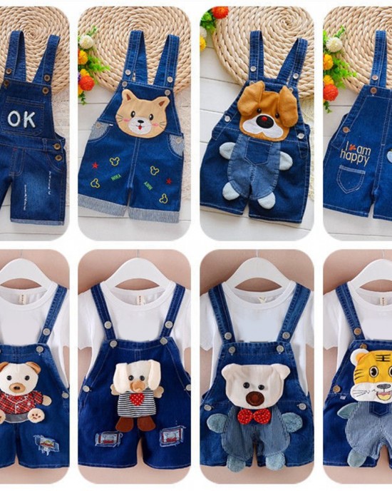 【12M-4Y】Kid Cartoon Denim Overalls(Only Overalls) - 9201