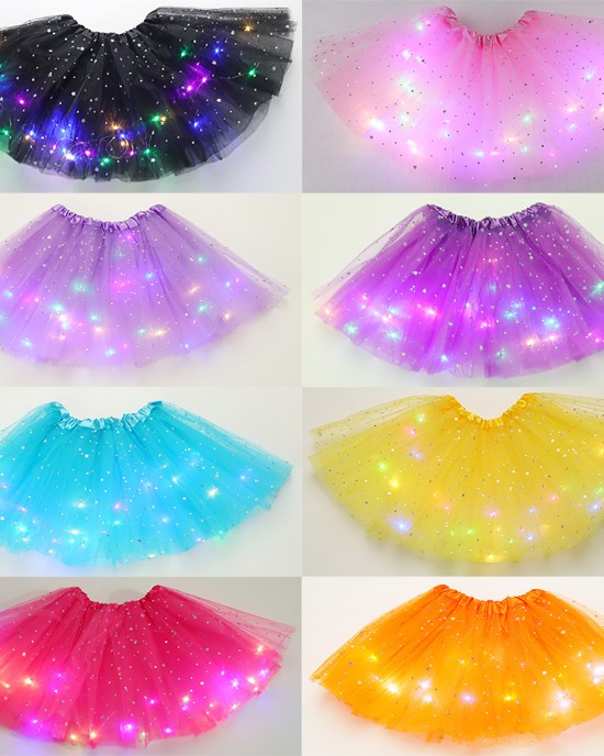 【18M-7Y】Girl LED Glowing Mesh Skirt