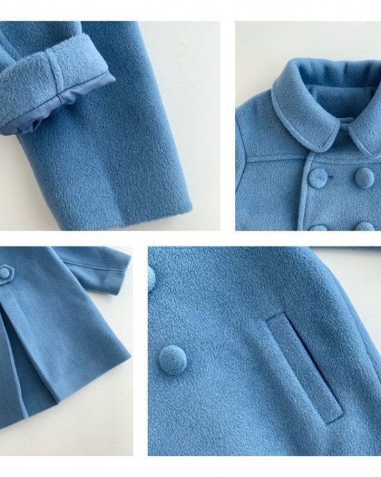 【18M-9Y】Girls Fashion Lapel Breasted Coat - 3171