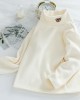 【3Y-12Y】Kids Casual Cartoon Bear Embroidered Half Turtleneck Fleece T-Shirt