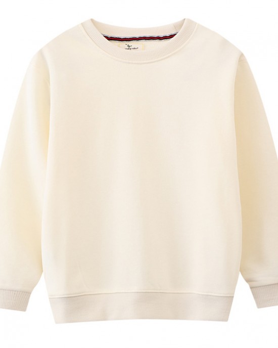 【18M-7Y】Kids Simple Solid Color Cotton Round Neck Long Sleeve Sweatshirt