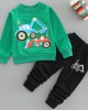 【18M-7Y】2-piece Boys Casual Digger And Shovel Print Round Neck Long Sleeve Sweatshirt And Pants Set