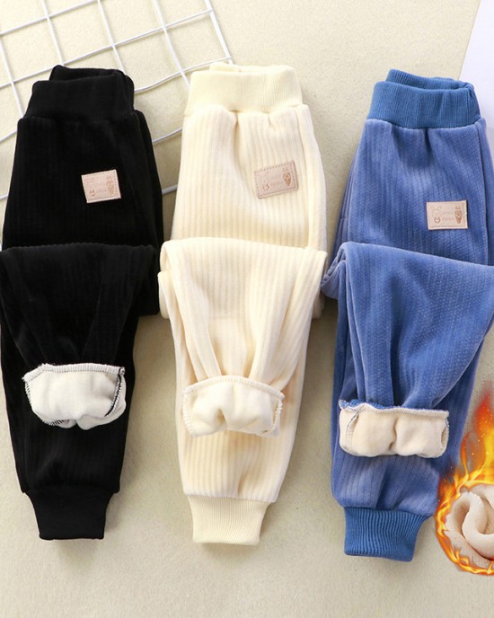 【12M-7Y】Kids Casual Fleece Thick Pants