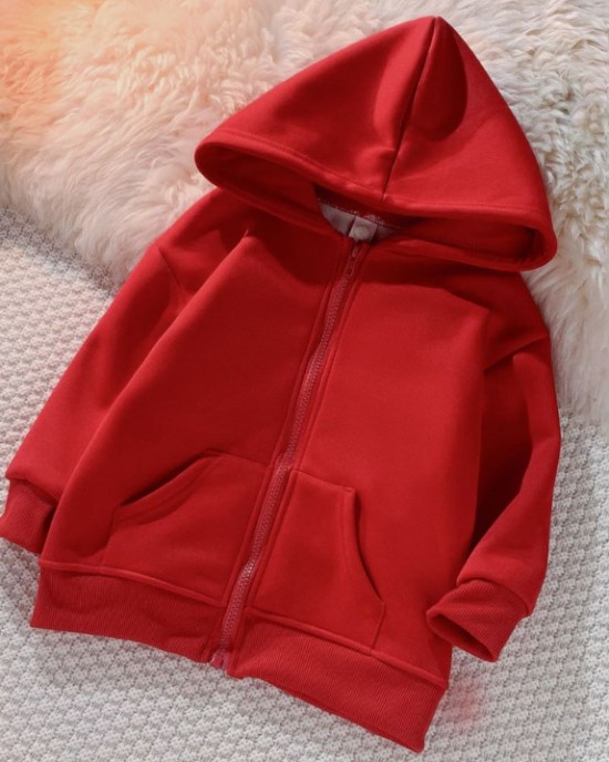 【18M-12Y】Kids Casual Thickened Fleece Hooded Sweatshirt