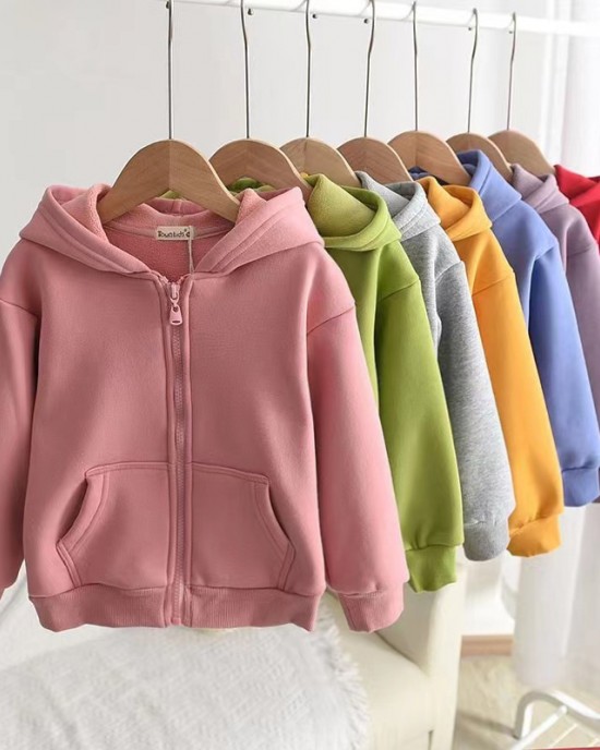 【18M-12Y】Kids Casual Thickened Fleece Hooded Sweatshirt