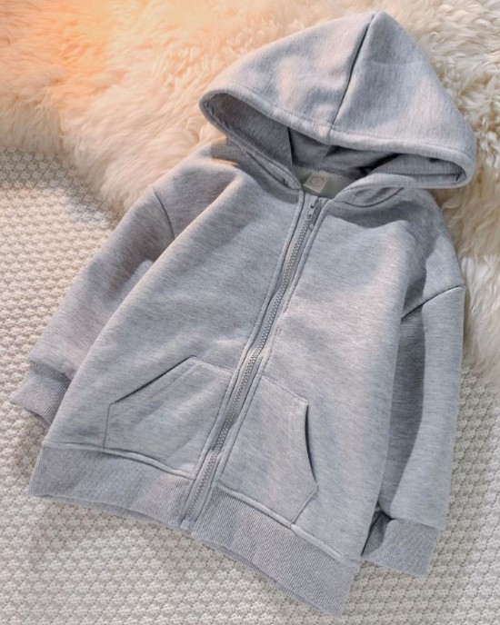 【18M-12Y】Kids Casual Thickened Fleece Hooded Sweatshirt