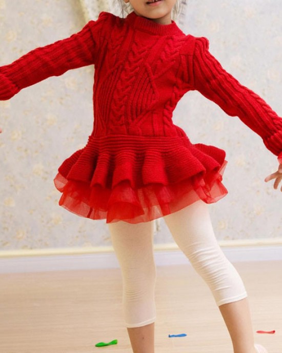 【2Y-8Y】Girl Sweet Long Sleeve Sweater - 33250