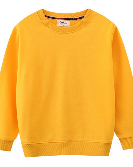 【18M-7Y】Kids Simple Solid Color Cotton Round Neck Long Sleeve Sweatshirt