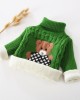 【18M-9Y】Kids Fashion Bear Pattern High Quality Fleece Thickened Funnel Neck Sweater - 9108