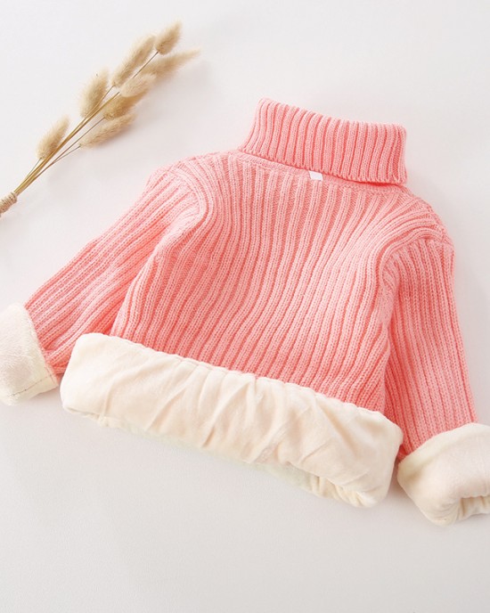 【18M-9Y】Kids Fashion Bear Pattern High Quality Fleece Thickened Funnel Neck Sweater - 9108