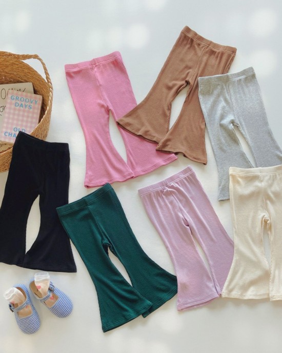 【18M-10Y】Girls Fashionable Solid Color Flared Pants