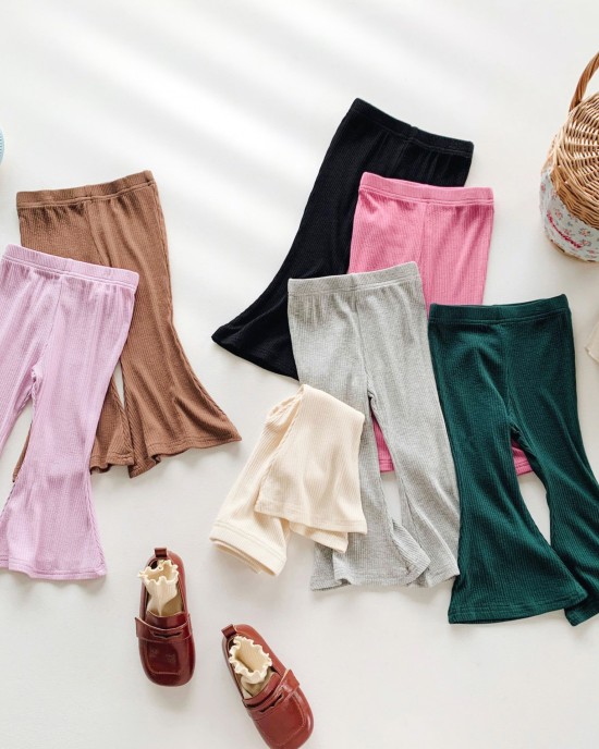 【18M-10Y】Girls Fashionable Solid Color Flared Pants