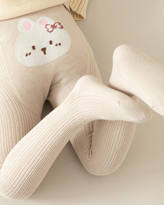 Girl Cute Cotton High Stretch Rabbit Jacquard Anti-pilling Tights