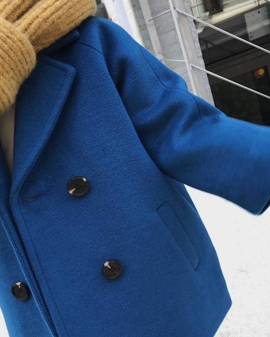 【18M-7Y】Kids Lapel Collar Double Breasted Coat - 4116