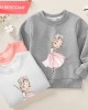 【12M-9Y】Girl Cotton Stain Resistant Ballerina Girl Print Long Sleeve Sweatshirt - 7206