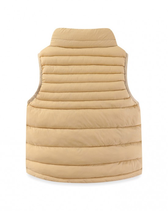 【3Y-10Y】Unisex Solid Color Quilted Cotton Keep Warm High Neck Vest Coat