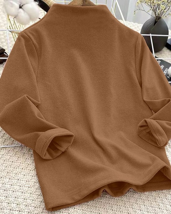 【3Y-12Y】Unisex Casual Warm Solid Color Turtleneck Long Sleeve T-shirt