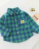 【9M-4Y】3-piece Boys Bear Print Long-sleeved T-shirt And Plaid Shirt And Jeans Set