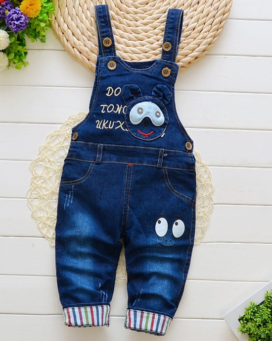 【9M-3Y】Unisex Kid Cartoon Denim Overalls