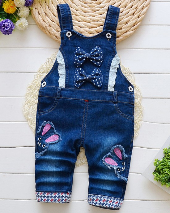 【9M-3Y】Unisex Kid Cartoon Denim Overalls