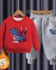 【18M-10Y】2-piece Boys Multicolor Thick Dinosaur Print Round Neck Sweatshirt And Pants Set