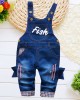 【9M-3Y】Unisex Kid Cartoon Denim Overalls