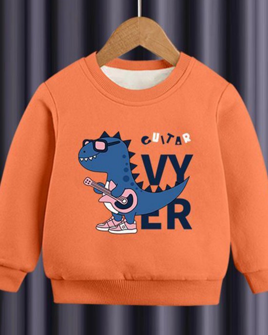 【18M-10Y】2-piece Boys Multicolor Thick Dinosaur Print Round Neck Sweatshirt And Pants Set